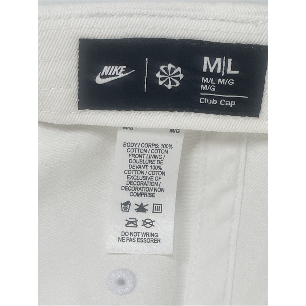 Nike Hat Cap Strap Back Mens Medium/Large White Club Cap Sneaker Patch Casual - Picture 7 of 7